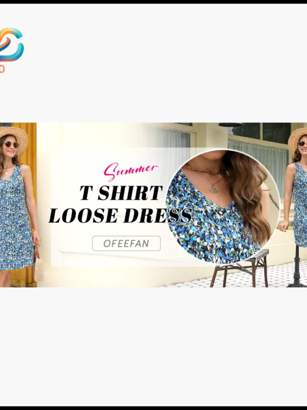 Loose V-Neck Sleeveless Sundress with Pockets, OEKO-TEX Certified - Picture 6 of 7